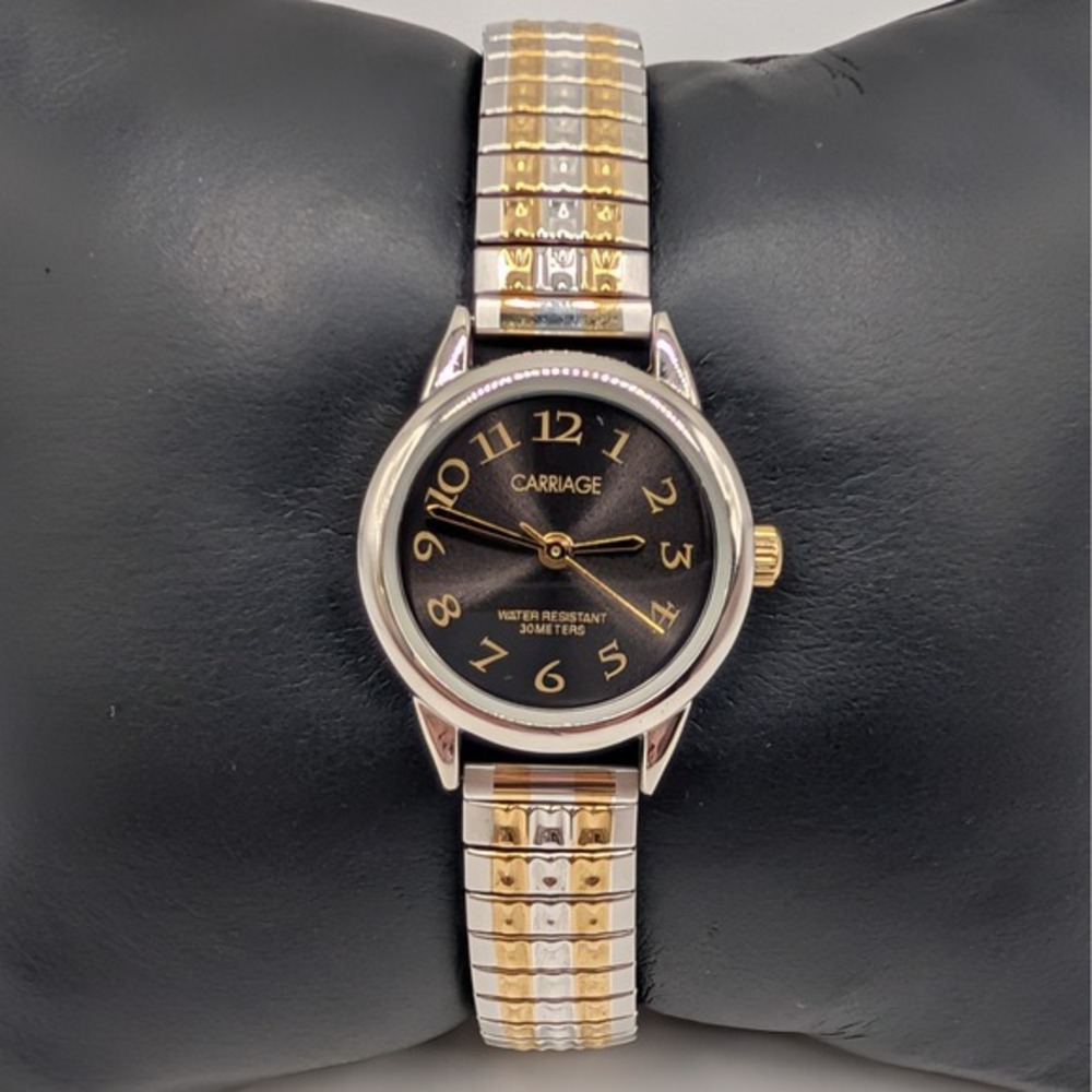 Carriage by Timex Two Tone Stretch Watch Brown Sunburst Dial Quartz WR‎